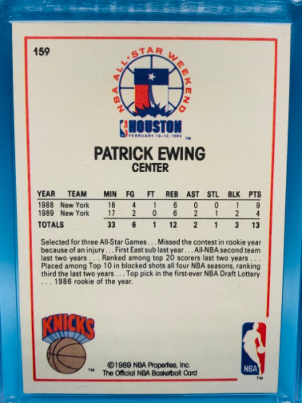 Photo 2 of 279580… nba hoops Patrick Ewing  1989  all star game card 159 in hard plastic case 