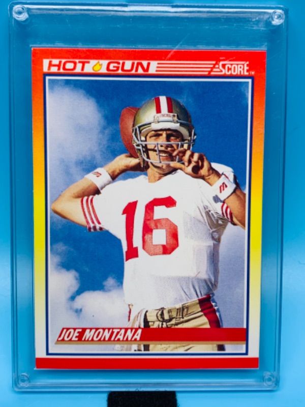 Photo 1 of 279590…score Joe Montana hot gun card 311 in hard plastic case