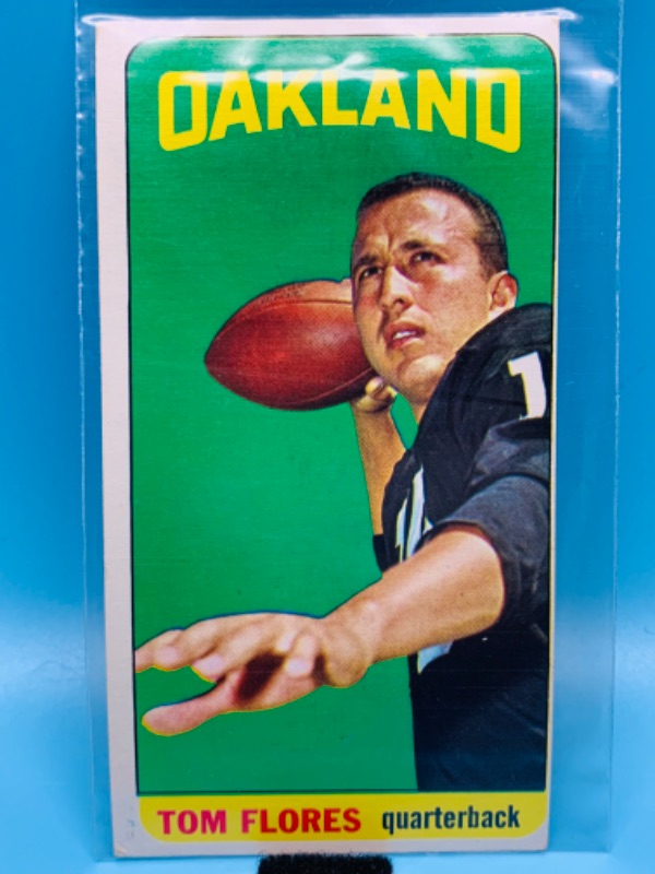 Photo 1 of 279629…  Topps 1965 tall boy football card in plastic sleeve 