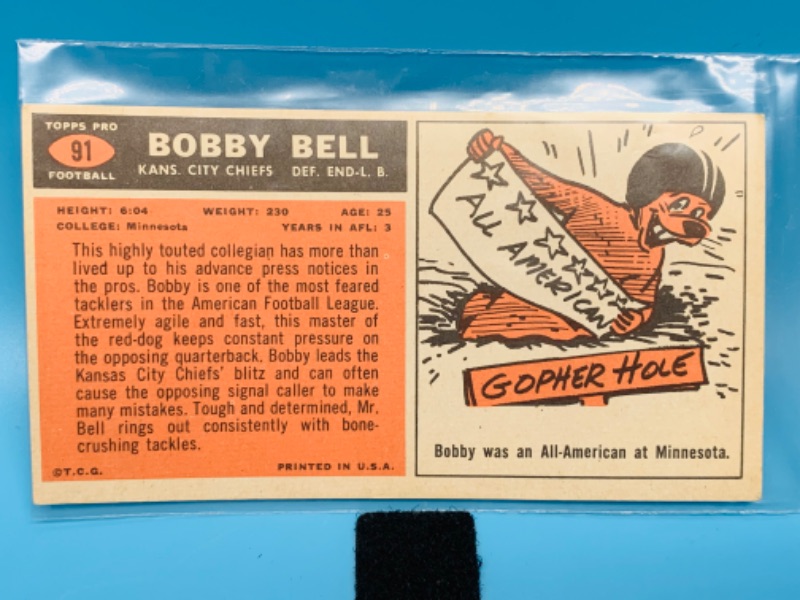 Photo 2 of 279631… Topps 1965 tall boy football card in plastic sleeve 