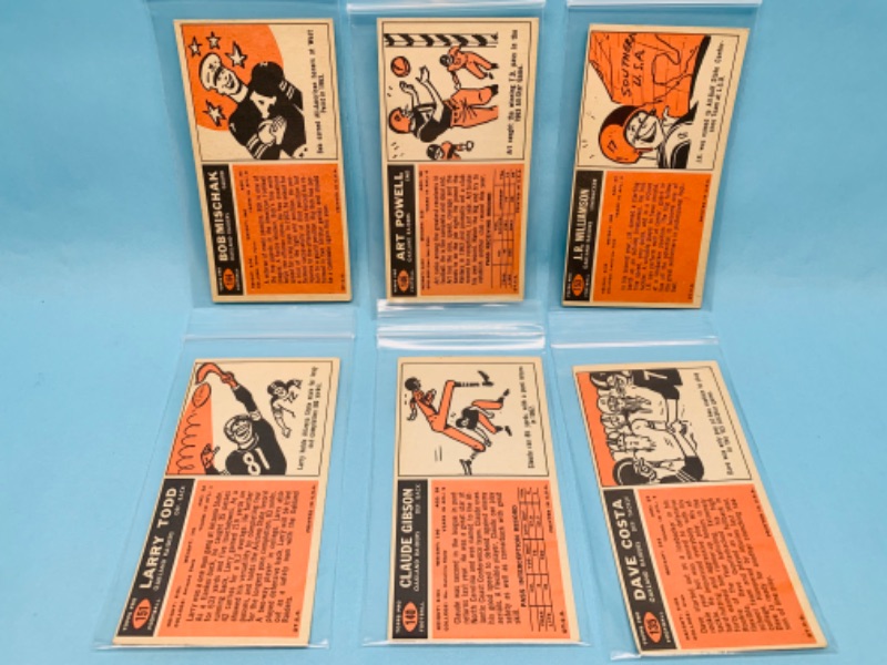 Photo 2 of 279632…  6 Topps 1965 tall boy Raiders football cards in plastic sleeves 