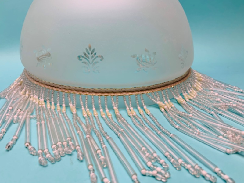 Photo 1 of 279656…vintage glass lamp shade with hanging beads 