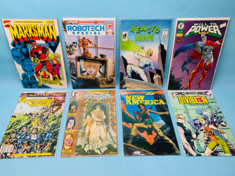Photo 1 of 279675… 8 comics all number ones in plastic sleeves 