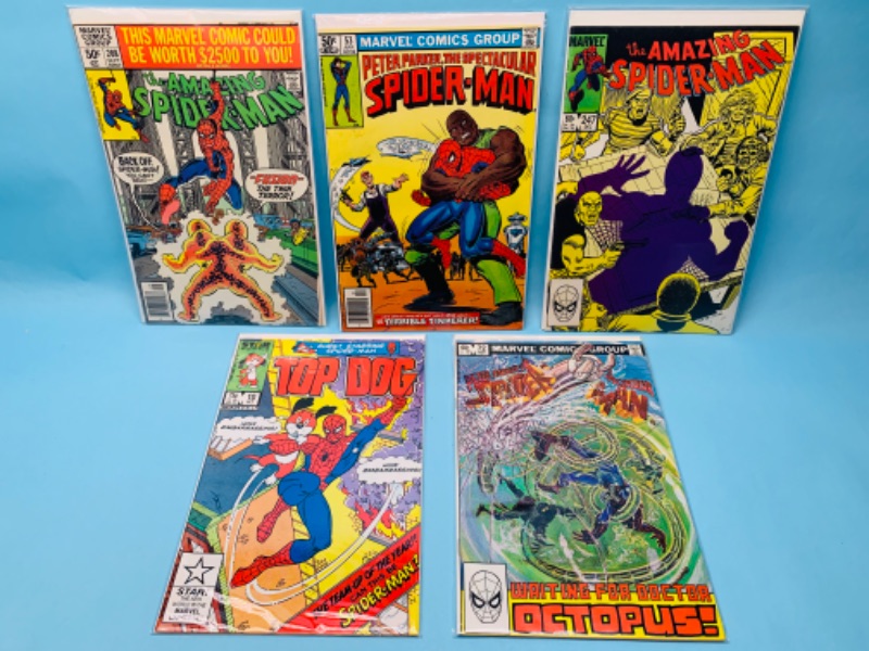 Photo 1 of 279767…5 vintage Spider-Man comics in plastic sleeves 