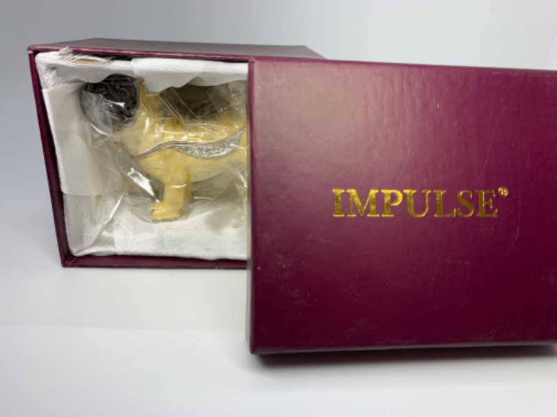 Photo 2 of 279778… 3” impulse jeweled and crystal enamel hinged trinket box in satin lined box 