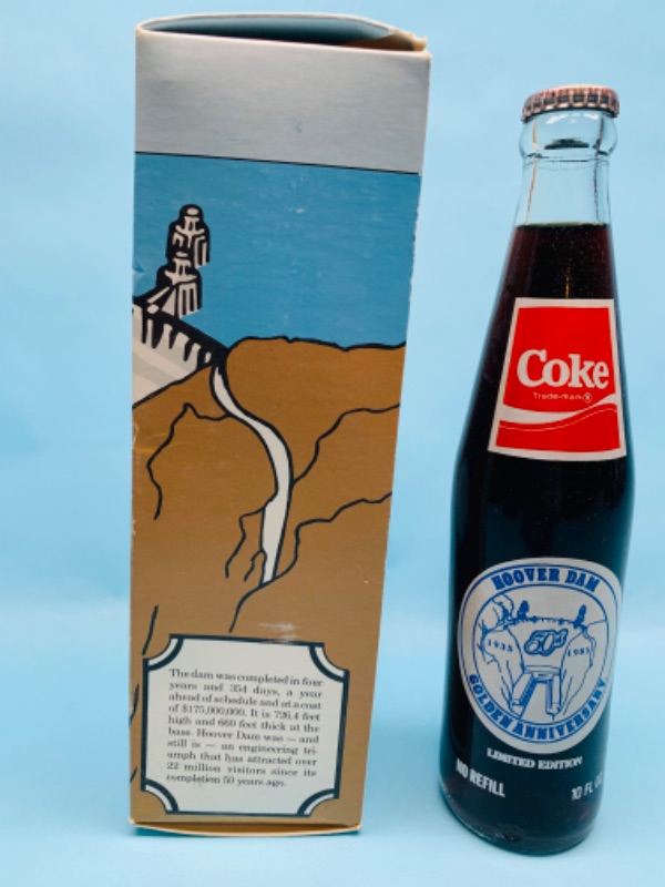 Photo 3 of 279806… vintage coke Hoover dam golden anniversary commemorative bottle in box limited edition 
