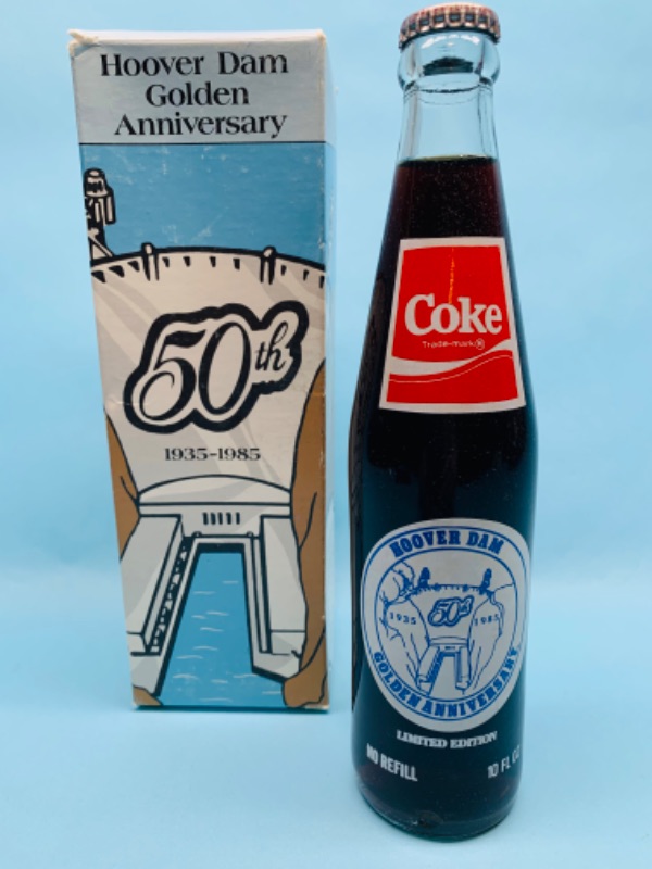 Photo 1 of 279806… vintage coke Hoover dam golden anniversary commemorative bottle in box limited edition 