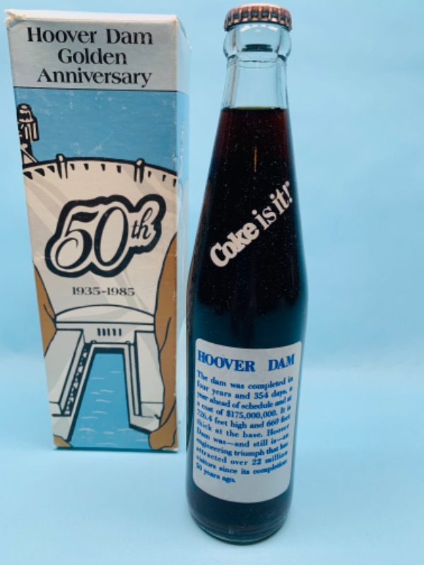 Photo 2 of 279806… vintage coke Hoover dam golden anniversary commemorative bottle in box limited edition 