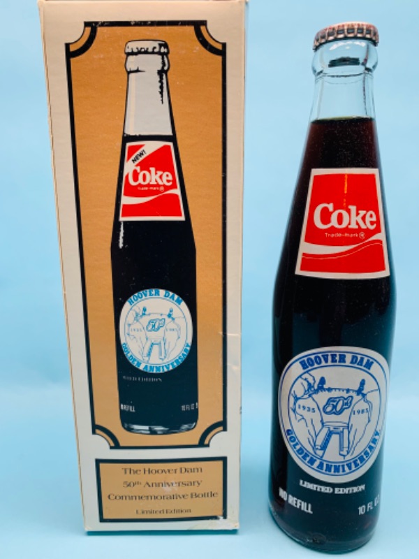 Photo 4 of 279806… vintage coke Hoover dam golden anniversary commemorative bottle in box limited edition 
