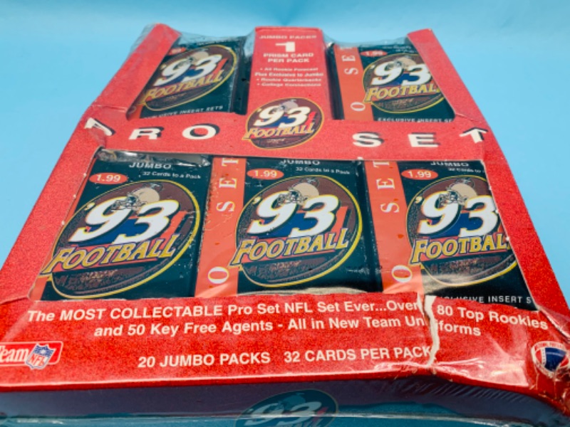 Photo 3 of 279812…sealed 1993 pro set football trading cards. 20 jumbo packs - 32 cards per pack