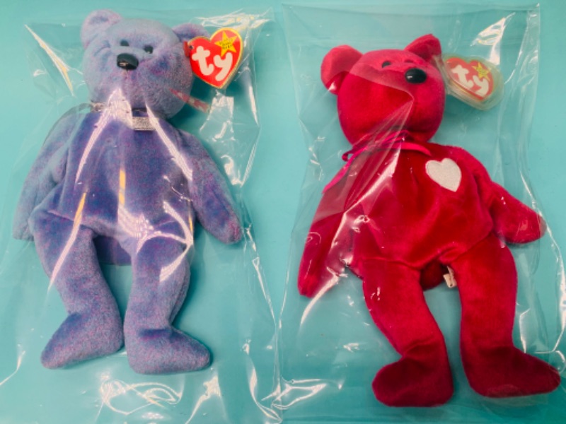 Photo 1 of 279847… 2 TY beanie babies bears in plastic bags 