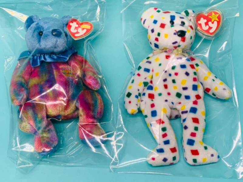 Photo 1 of 279848… 2 TY beanie babies bears in plastic bags 