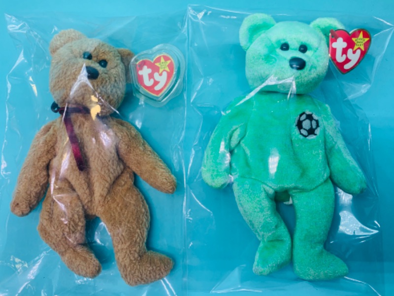 Photo 1 of 279851…2 TY beanie babies bears in plastic bags 