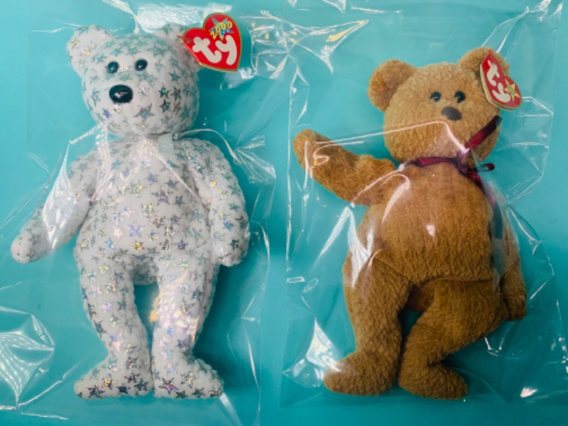 Photo 1 of 279852… 2 TY beanie babies bears in plastic bags 