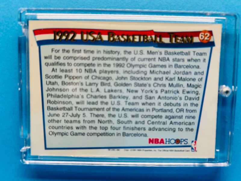 Photo 2 of 279938…1992 USA basketball team card  in hard plastic case -Jordan, Barkley, Bird, more