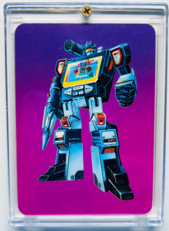 Photo 1 of 279942…rare purple variant 1985 transformers sound wave card 104 series 1  in hard plastic case 