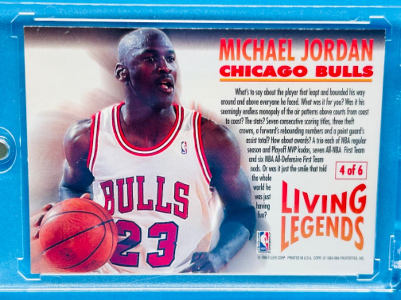 Photo 3 of 279945…Fleer Living Legends Michael Jordan card 4  in hard plastic case 