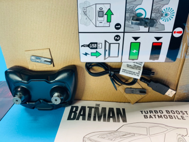 Photo 4 of 281522… the Batman remote control turbo boost batmobile- engine lights up, wheelie action, usb in original box 