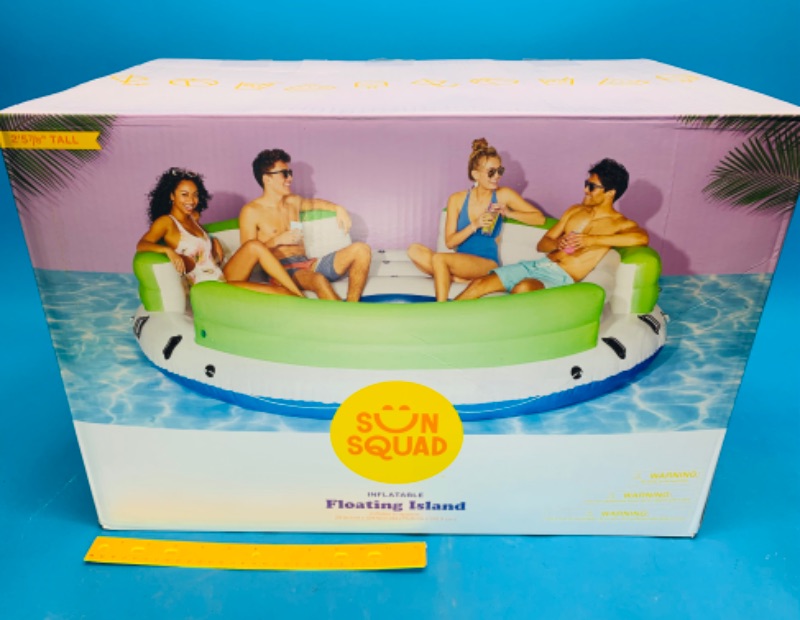 Photo 1 of 281560… xxxlarge sun squad 6 person floating island in original box inflates to 30” high x 125” wide 