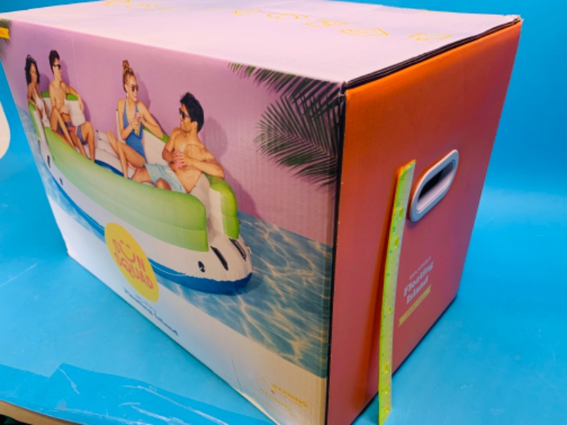 Photo 3 of 281561…xxxlarge sun squad 6 person floating island in original box inflates to 30” high x 125” wide 