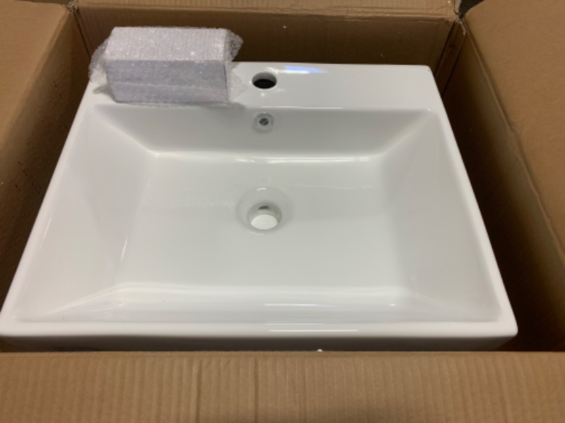 Photo 2 of 281565…ceramic square wall mount bathroom sink in original box 