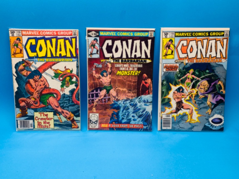 Photo 1 of 281582…3 vintage $.50 Conan comics in plastic sleeves- shows some wear from age 