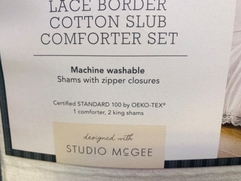 Photo 6 of 281614… studio McGee threshold king size lace border cotton slub comforter set in bag 