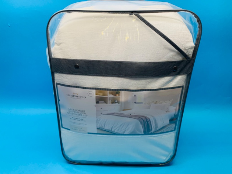 Photo 5 of 281616… studio McGee threshold king size lace border cotton slub comforter set in bag 