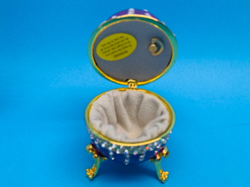 Photo 2 of 281656…  4” impulse jeweled and crystal enamel hinged musical trinket box in  box 