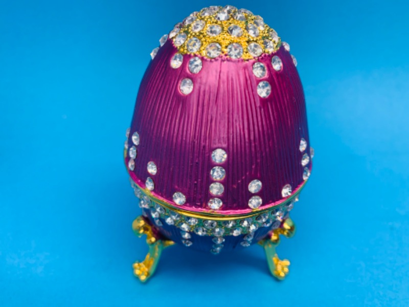 Photo 3 of 281656…  4” impulse jeweled and crystal enamel hinged musical trinket box in  box 