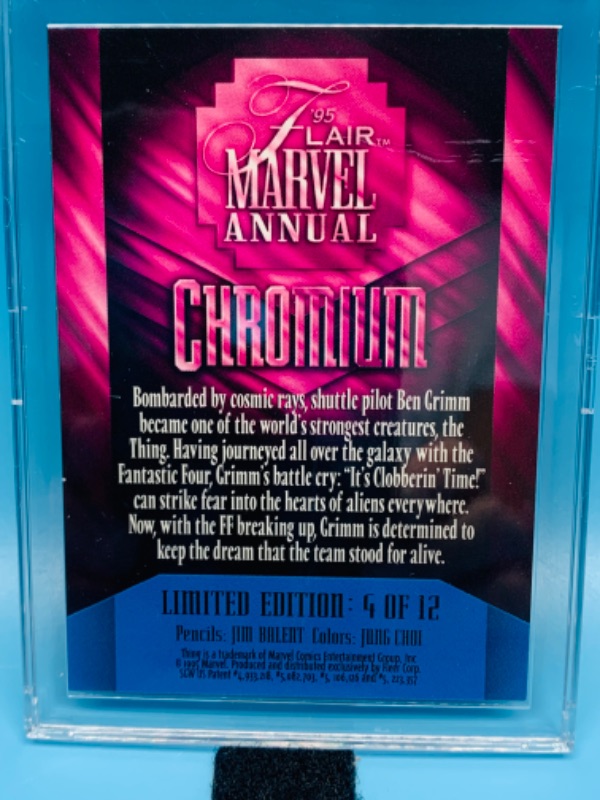 Photo 2 of 281661…Flair marvel annual chromium Thing card 4 in hard plastic case 