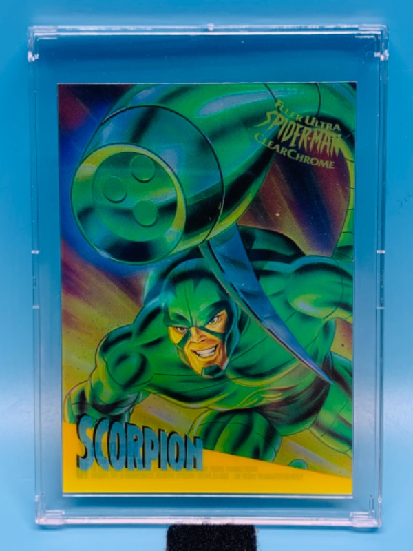 Photo 1 of 281662…Flair ultra Spider-Man clear chrome scorpion card seven in hard plastic case