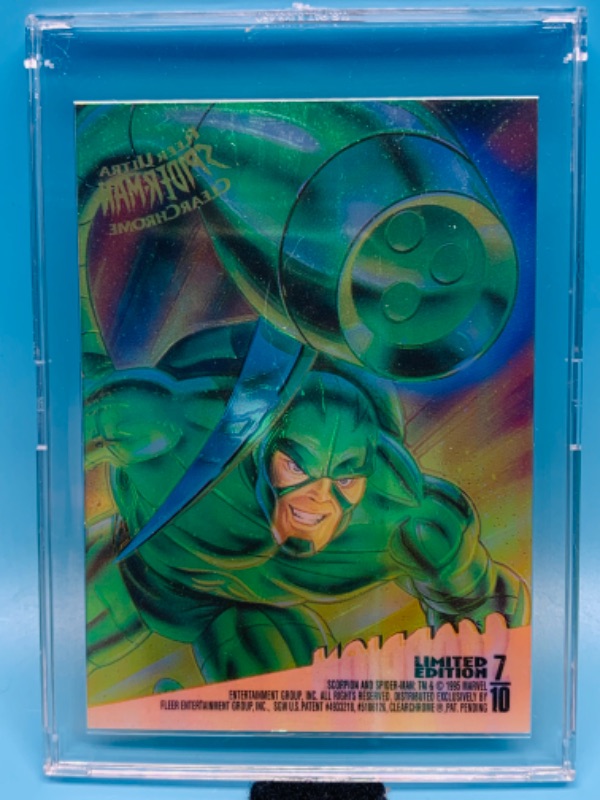 Photo 2 of 281662…Flair ultra Spider-Man clear chrome scorpion card seven in hard plastic case