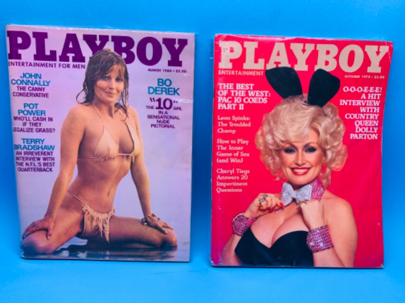 Photo 1 of 281670…adults only- 2 vintage playboy magazines in plastic sleeves 