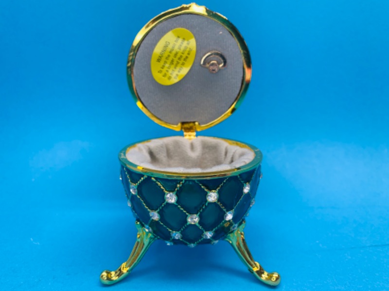 Photo 3 of 281684…  4” impulse jeweled and crystal enamel hinged musical trinket box in  box 