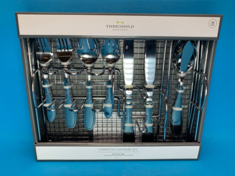 Photo 3 of 281749… threshold 45 piece Evanston flatware set serving utensils and tray included 