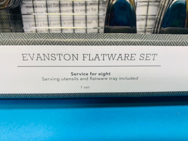 Photo 2 of 281749… threshold 45 piece Evanston flatware set serving utensils and tray included 