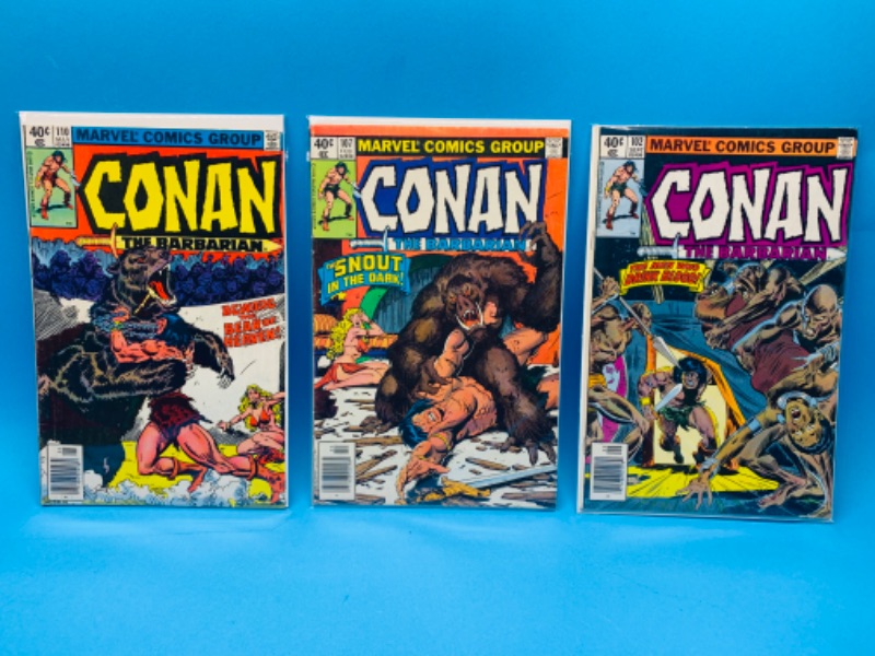Photo 1 of 281799…3 vintage $.40 cent Conan comics in plastic sleeves 