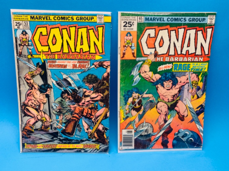 Photo 1 of 281800…2 vintage $.25 cent Conan the barbarian comics in plastic sleeves- shows some wear from age 