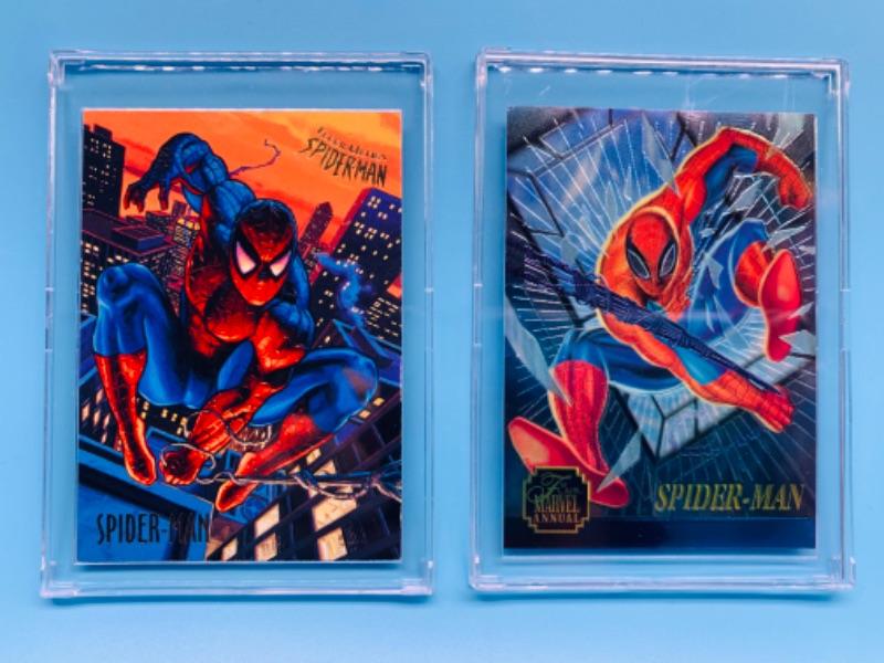 Photo 1 of 281806…2 Spider-Man #1 cards - flair marvel annual chromium card 1 and ultra Spider-Man card 1 in hard plastic cases 