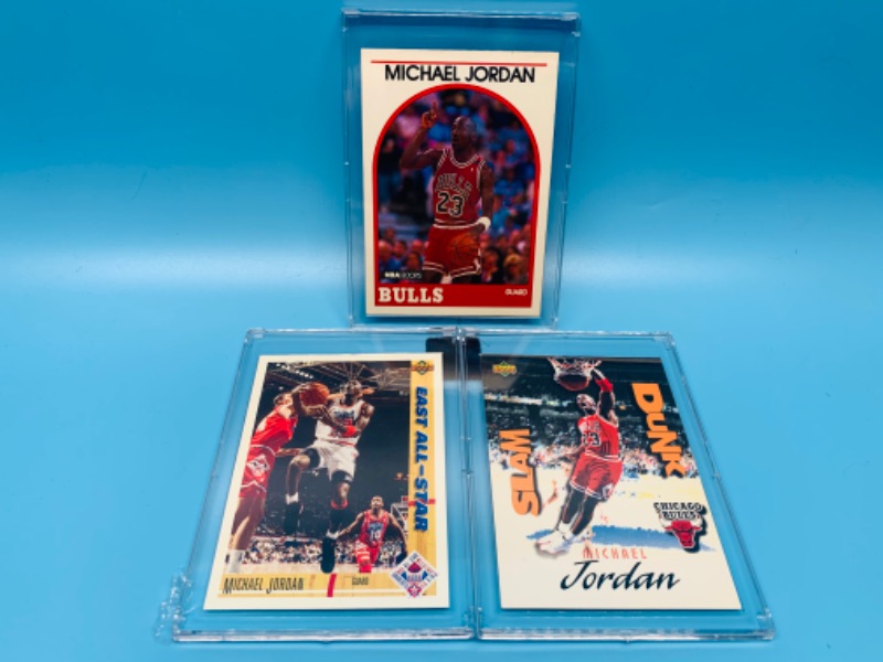 Photo 1 of 281816… 3 Michael Jordan trading cards in hard plastic cases 