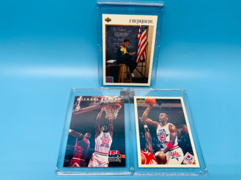 Photo 1 of 281817… 3 Michael Jordan trading cards in hard plastic cases 