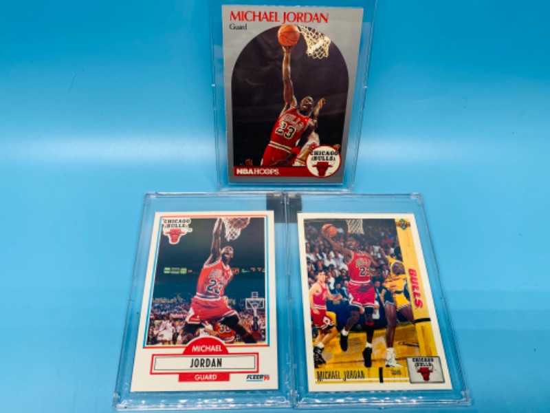 Photo 1 of 281818… 3 Michael Jordan trading cards in hard plastic cases 