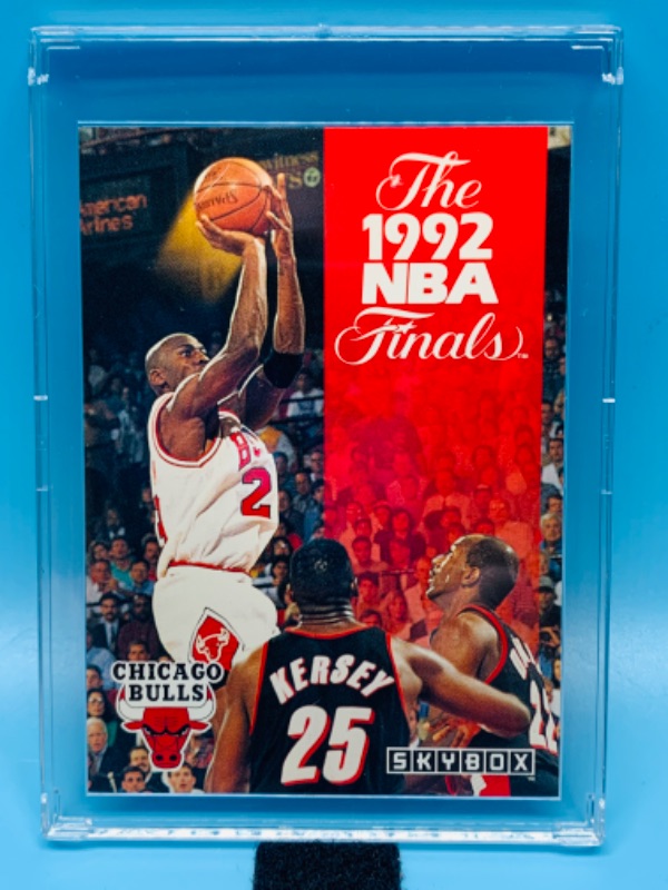 Photo 1 of 281820…skybox 1992 finals Michael Jordan card 314 in hard plastic case