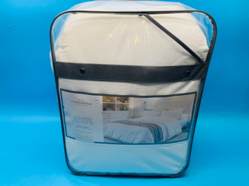 Photo 1 of 281830… studio McGee threshold king size lace border cotton slub comforter set in bag 