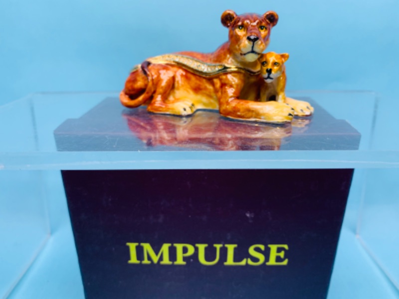 Photo 1 of 281960… …4” impulse jeweled and crystal enamel hinged trinket box in satin lined box 