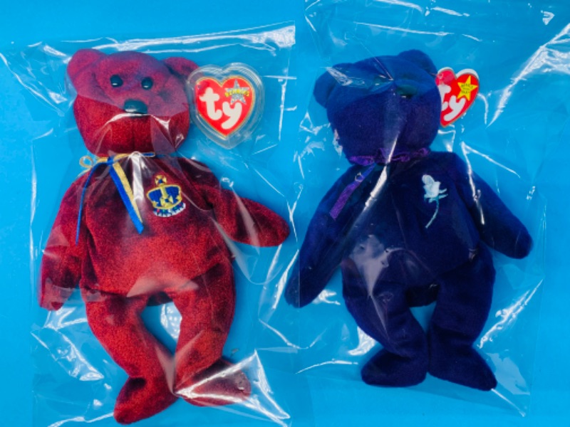 Photo 1 of 281973… 2 TY beanie babies in plastic bags -princess Diana 