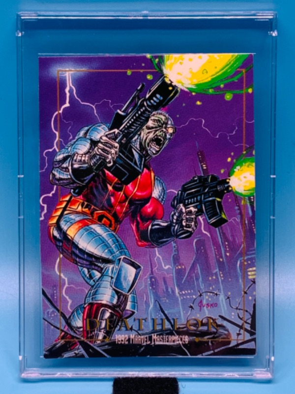 Photo 1 of 281993…1992 marvel masterpieces deathlok card 28 in hard plastic case 