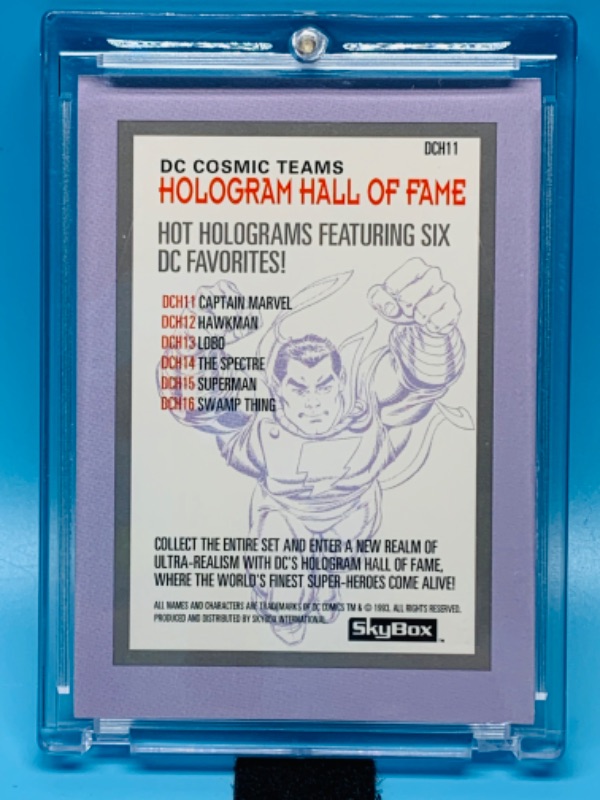 Photo 2 of 281995…captain marvel hologram hall of fame card DCH11 in hard plastic case 