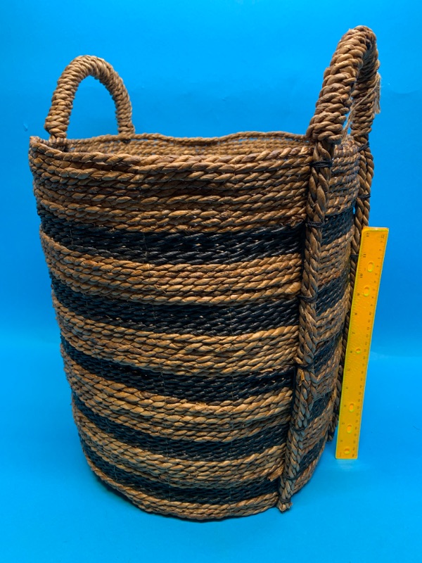 Photo 3 of 282030… …large banana bark and paper rope storage handwoven basket 17 x 15 x 19.5”